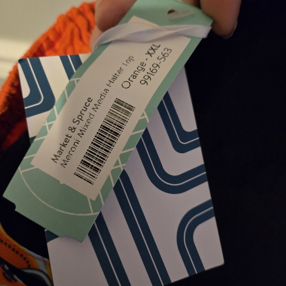 Stitch Fix Market & Spruce XXL orange paisley spaghetti strap tank top blouse - Picture 7 of 7